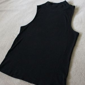 Twik | Organic Cotton Mock Neck Tank Black Ribbed